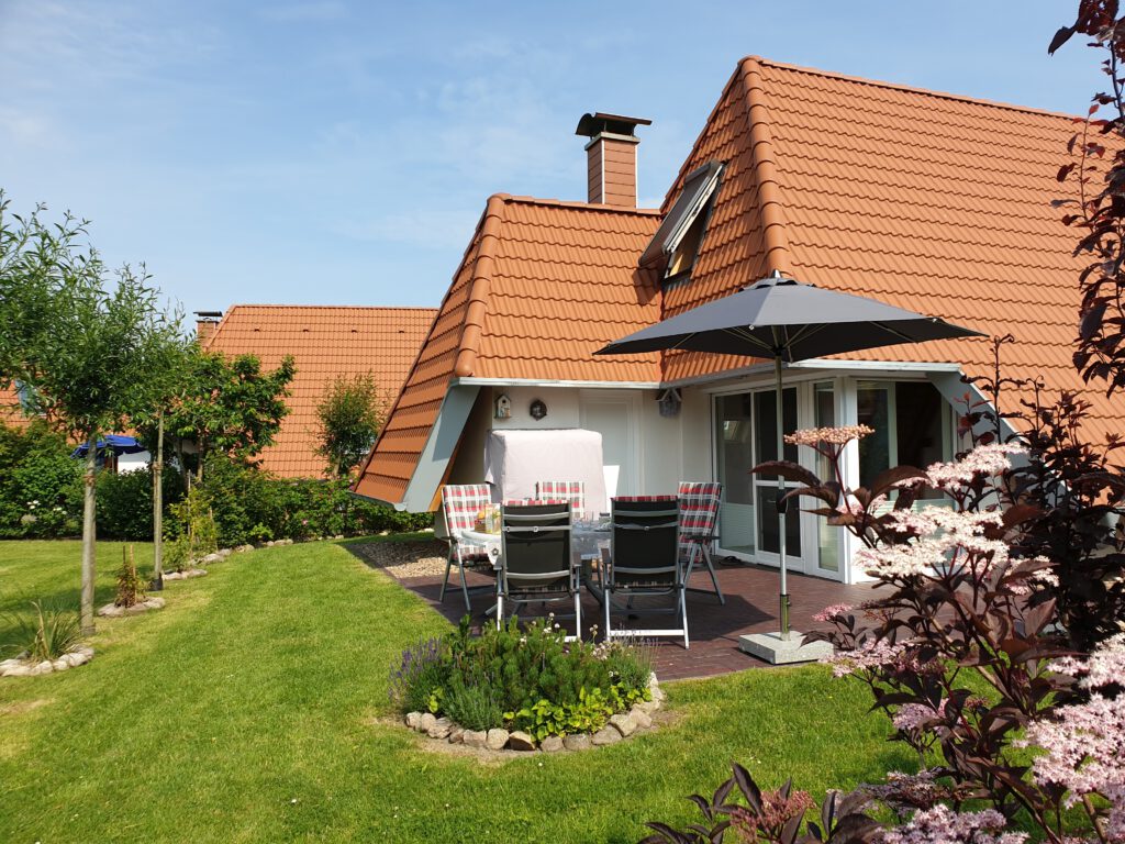 Terrasse Ferienhaus Wiesenpieper in Wremen